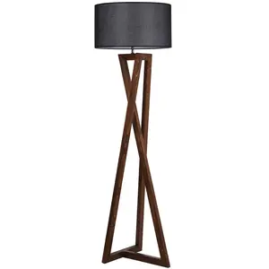 Perfecthomeshop Verlichting - Louka Vloerlamp - Zwart Walnoot Hout - A... pas cher