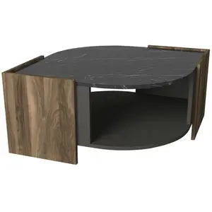 Table basse TELIA Noyer / Gris / Noir - BOBOCHIC - Contemporain - Design - Verni - Pieds bois pas cher