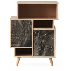 Comparateur de prix : DECORATIE Etagère bibliothèque design marbré Izmir - L. 70 x H. 90 cm - Gris anthracite