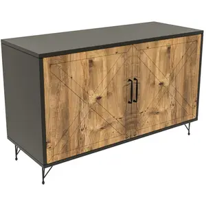 Buffet bas BOBOCHIC ZARTA - Anthracite - Pieds en métal - Rangements fonctionnels pas cher