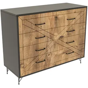 Commode ZARTA - BOBOCHIC - Anthracite - 5 tiroirs - Pieds en métal - Fonctionnel pas cher