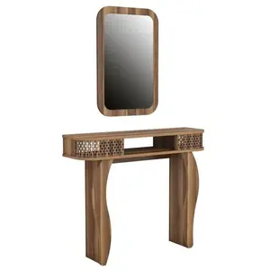 MENZZO Ensemble console et miroir Basalt Bois Naturel pas cher
