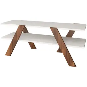 MENZZO Meuble TV Gravitas Bois Blanc et Naturel pas cher