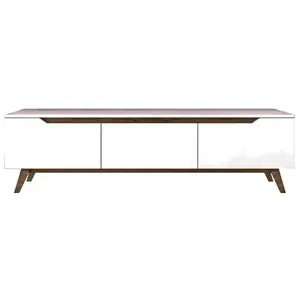 Meuble TV Floor - EMOB - Blanc - Scandinave - Moderne - Aspect bois pas cher