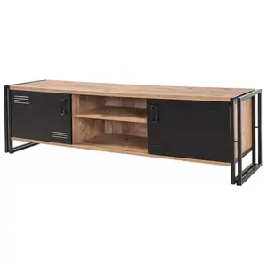 Meuble télé BOBOCHIC KOHI Pin - Deux niches - Pieds en métal - MarronVendu parcdiscount