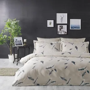 Housse de couette 220x240 + 2 taies doreiller 60x60 cm Coton Feather pas cher