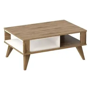 MENZZO Table basse Incommodum Bois Chêne et Blanc pas cher
