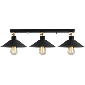VENTE-UNIQUE Suspension en métal - 3 abat-jours amovibles - BERCESTE - D.80 x H. 17cm - Noir pas cher