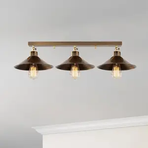 MENZZO Plafonnier 3 lampes Hatilde 80cm Métal Or antique pas cher