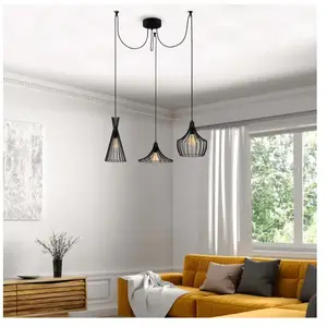 MENZZO Suspension araignée filaire 3 lampes Snaya Métal Noir pas cher