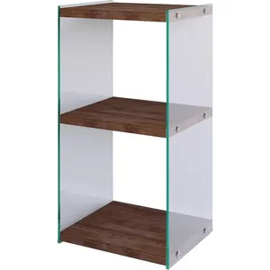 EMOB L'étagère Locelso est fabriquée en bois massif 100% pin avec un cadre en verre trempé 100%. Elle est de couleur noyer avec de nom...Vendu pargalaxus