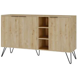 Buffet bas BOBOCHIC YORGA - Chêne massif - 2 portes - Pieds métal épin...