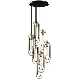 Lustre - EMOB - Tatum - Métal noir et doré - 48x48 cm - Éclairage intérieur pas cher