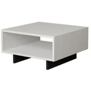 BOBOCHIC Menzzo Table basse carrée bois blanc et anthracite pas cher