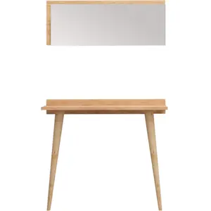 MENZZO Console classique style scandinave avec miroir Osebo Bois Blanc et Chêne clair pas cher
