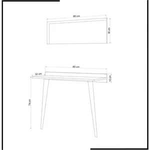 MENZZO Console avec miroir style scandinave Osebo Bois Blanc et Chêne clair pas cher