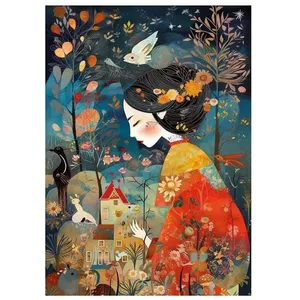 Puzzle 500 pièces : Femme en Kimono Rouge pas cher