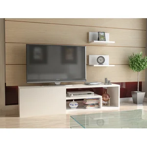 MENZZO Ensemble meuble TV et 2 étagères murale Bijko Blanc pas cher
