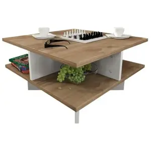 Table basse design scandinave Hamton - DECORATIE - L. 60 x H. 31 cm - Marron noix pas cher