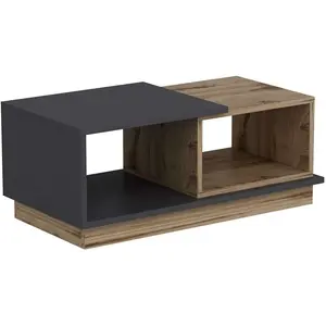 MENZZO Table basse Ophilia L90xP45cm Chêne et Anthracite pas cher