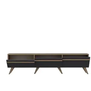 CALICOSY Meuble TV 3 portes gris anthracite - L180 cm - 180 cm X 35 cm X 42 cm - AMSTERDAM pas cher