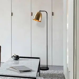 MENZZO Lampadaire cloche Karen 120cm Métal martelé Noir et Or antique pas cher