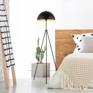 MENZZO Lampadaire trépied cloche Daoji 170cm Métal Noir pas cher