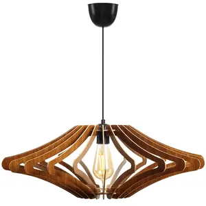 VENTE-UNIQUE Suspension ajourée en MDF - D. 59 x H. 55 cm - Coloris noyer - FARITA pas cher