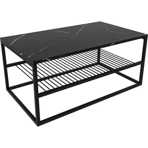 Table basse - MENZZO - Cunha - Métal Noir - Bois Effet Marbre Noir - L95xP55cm pas cher