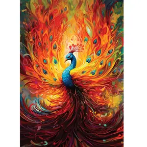 Art Puzzle Paon Multicolore Puzzle-5404 pas cher