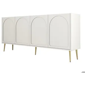MENZZO Buffet style minimaliste 4 portes Lyana Crème et Or pas cher