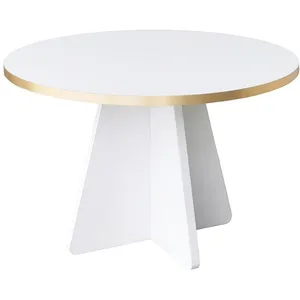 MENZZO Table basse Ralia D60cm Bois Blanc et Or pas cher