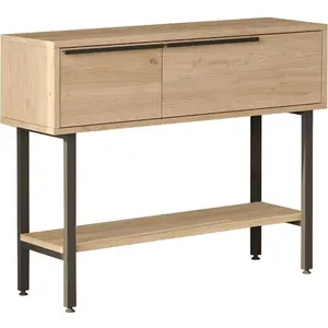 MENZZO Console style industriel avec miroir Evelis Bois clair et Anthracite pas cher