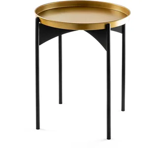 MENZZO Table basse style minimaliste Orvina D44cm Métal Noir et Or pas cher
