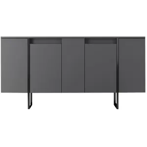 MENZZO Buffet bas Sibylle L160cm Métal Noir et Bois Anthracite pas cher