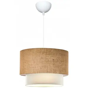 Suspension en tissu effet lin Nature beige pas cher