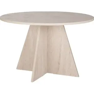 Drawer Table de salle à manger ronde Virella - Ø120x75cm - décor travertin pas cher