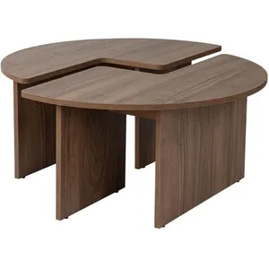 CALICOSY Lot de 2 tables basses L90 cm - 90 cm X 90 cm X 41 cm - MOIRA - Noyer pas cher