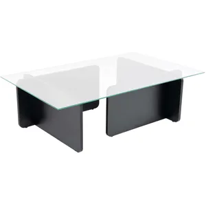 Table basse en verre et aggloméré Flavio noir pas cher