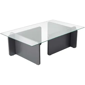 Table basse en verre et aggloméré Flavio anthracite pas cher