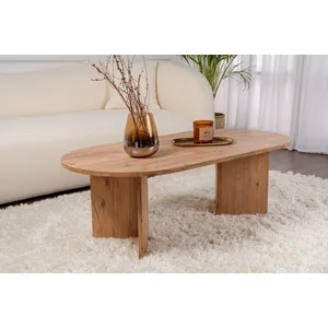 Hanah Home Table basse ovale - Sable - Panneaux de particules - 90 cm - 34 cm - 14,5 kg pas cher