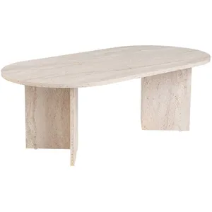 Hanah Home Table de basse ovale en aggloméré Sable marbré travertine pas cher