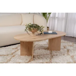 Table basse ovale - Sable chêne - Panneaux de particules - 90 cm - 34 cm - 14,5 kg pas cher