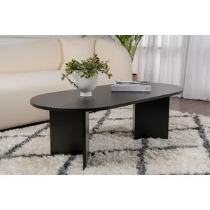 Table basse ovale - Sable noir - Panneaux de particules - 90 cm - 34 cm - 1.8 cm d'épaisseur pas cher