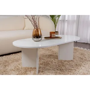 Hanah Home Table basse ovale - Sable blanc - Panneaux de particules - 90 cm - 34 cm - 1.8 cm d'épaisseur pas cher