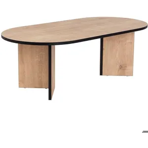 Table basse ovale - Sable - Chêne noir - Panneaux de particules - 90 cm - Design contemporain pas cher