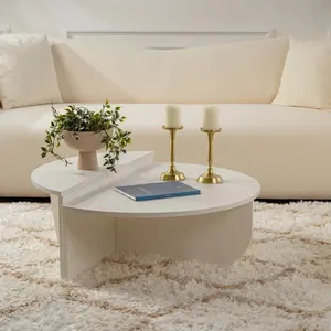 MENZZO Table basse design Restine L90cm Bois Blanc pas cher