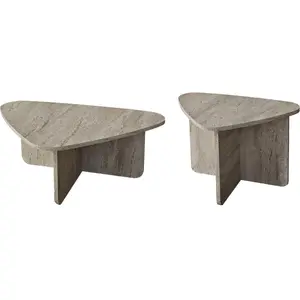 MENZZO Table basse gigogne 2 pièces Velda Effet travertin beige pas cher