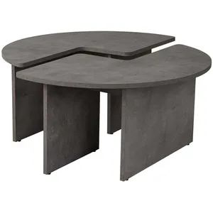 CALICOSY Lot de 2 tables basses L90 cm - 90 cm X 90 cm X 41 cm - MOIRA - Gris béton pas cher