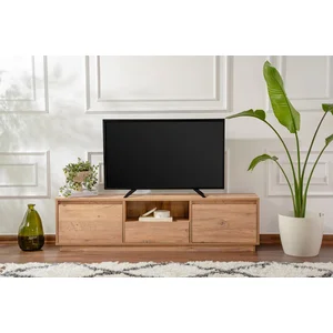CALICOSY Meuble TV 3 portes rabattables et 1 niche ouverte L160 cm - 160 cm X 29,5 cm X 42 cm - VANGUARD - Pin atlantique pas cher
